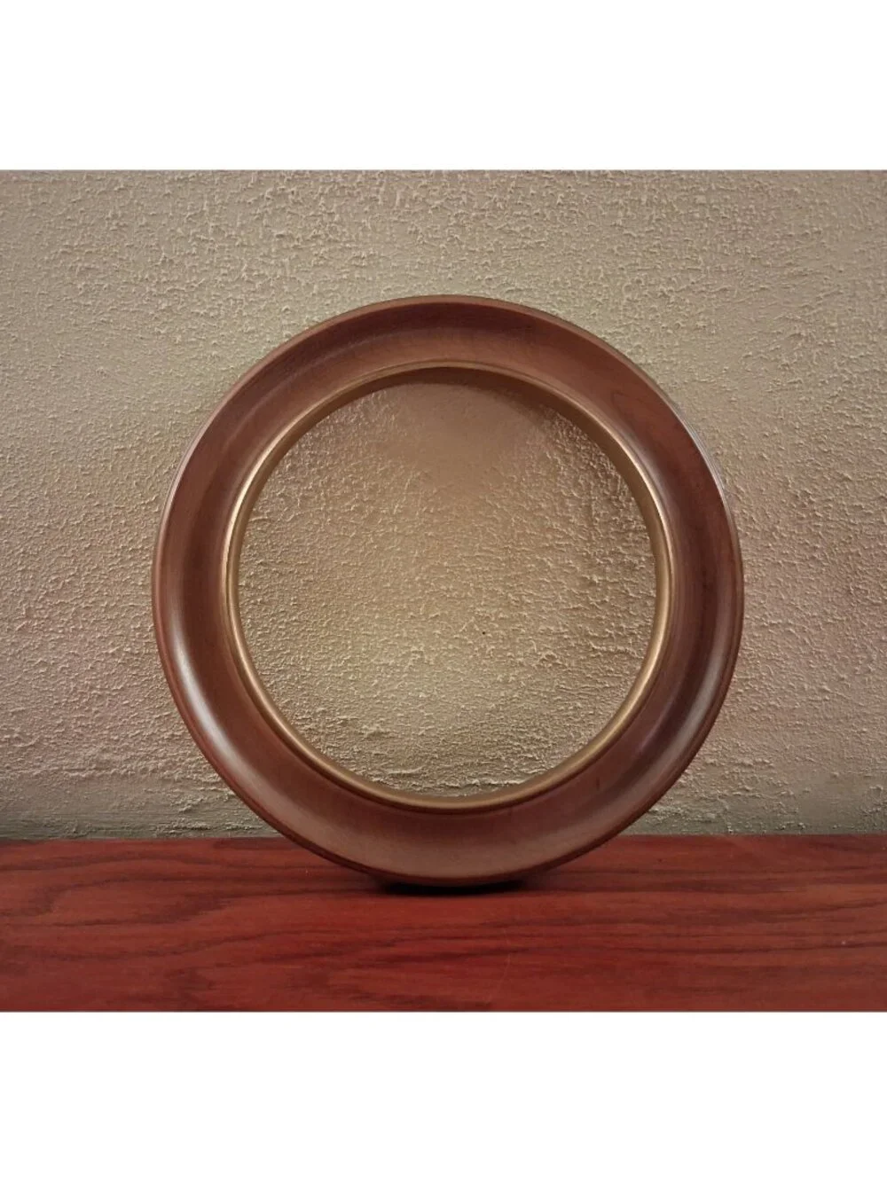 Frame Bards Collector Plate Wood Round Art 8.5” Light Brown Gold Trim Vintage